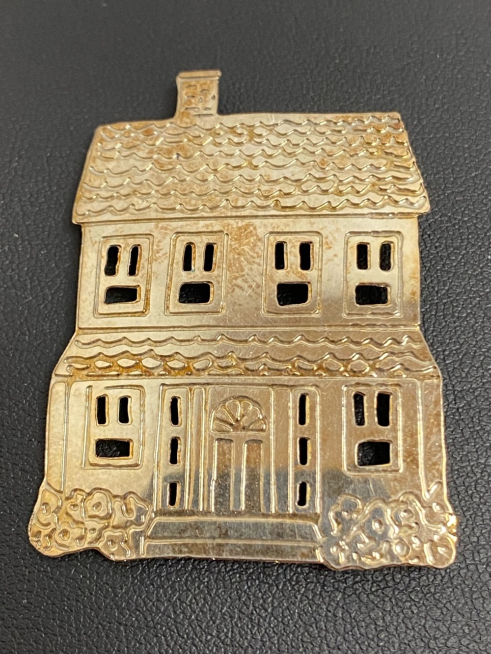 Vintage 925 Sterling Silver House Brooch Cottage Cutout Storybook Home Pin